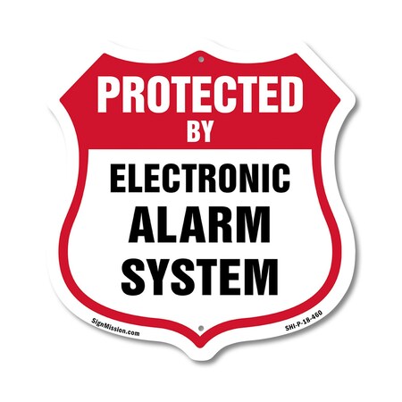 Signmission Security Alarm Shield Sign Protected By, 18 Inch X 18 Inch, Plastic Sign SHI-P-18-460
