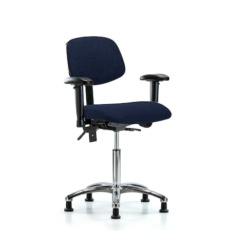 Blue Ridge Ergonomics Chair, Fabric, Med Bench, Chr AA Glides, Nav, 6-Way Adjustable, 22" to 29" Height, Dark Blue BR-FMBCH-CR-T0-A1-NF-RG-F45