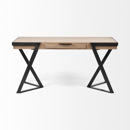 Homeroots 60" Brown and Black Writing Desk 380231