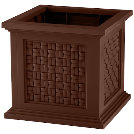 Pure Garden Rattan Style Outdoor Planter Box 14.65-Inch-Square Decorative Flower or Plant Pot 50-LG1470