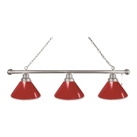 Holland Bar Stool Co Red 3 Shade Billiard Light, Chrome Fixture BL3CHRed