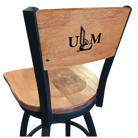 Holland Bar Stool Co 36" Blk Wrinkle Louisiana-Monroe Swivel Bar Stool, Laser Engraved Back L03836BWMedMplALA-MonMedMpl