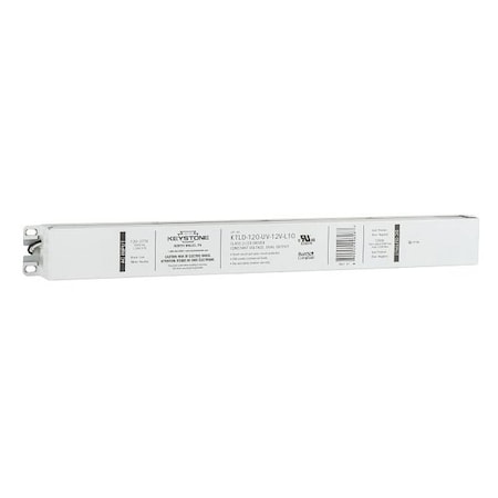 Keystone Constant Voltage LED Driver, 120W (2x 60W Channels), 120-277V Input, 12V Output, 16" Case KTLD-120-UV-12V-L10-DP