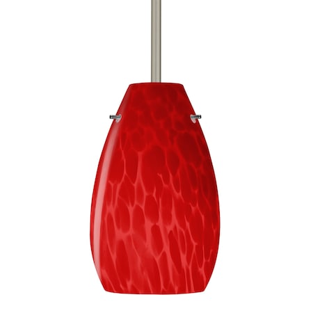 Besa Lighting Besa Pera 9 Stem Pendant, Red Cloud, Satin Nickel Finish, 1x 100W MAX E26 Base 1TT-4126RC-SN