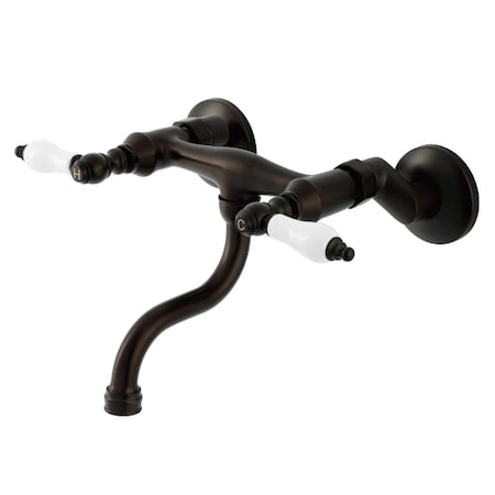 Kingston Brass Double-Handle Wall Mount Bathroom Faucet, Oil Rubbed Bronze KS2115PL