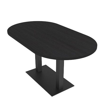 Skutchi Designs Racetrack Conference Table With Power Unit, 36 in W, 60 in L, Black HAR-RAC-36X60-DOU.BK-U999ST19-NA