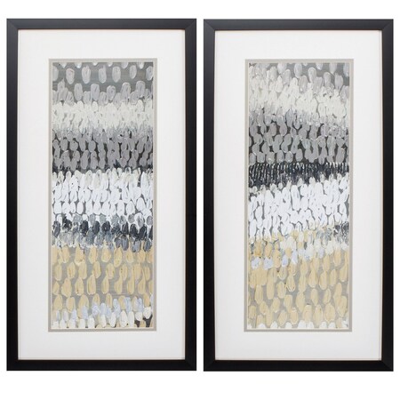 Homeroots 13" X 25" Silver Frame Raindrops, Set Of 2, 2PK 365393