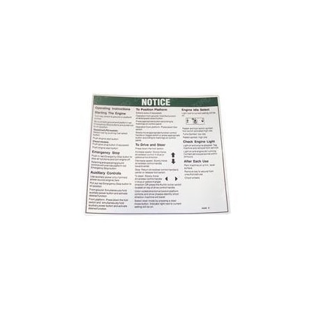 Genie REPLACEMENT DECAL, NOTICE OPERATING INST 65269