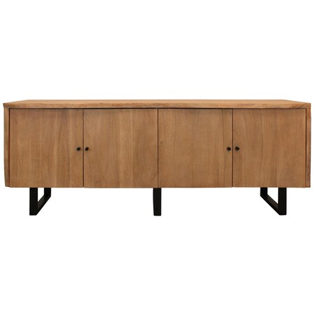 Homeroots 80in Natural Distressed Solid Wood Live Edge Credenza With Four Doors 606283