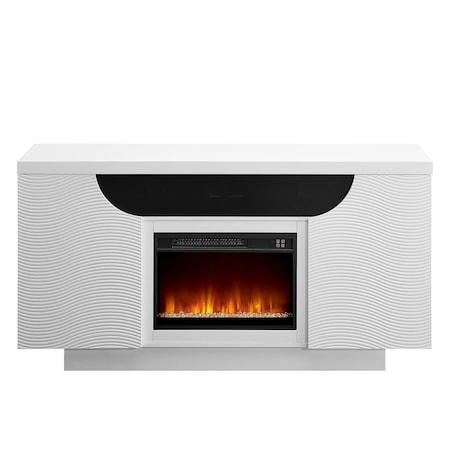 Global Furniture Usa Contemporary Aileen White 66" Entertainment Unit AILEEN-WHT-EU 66 W/LED & SPKR