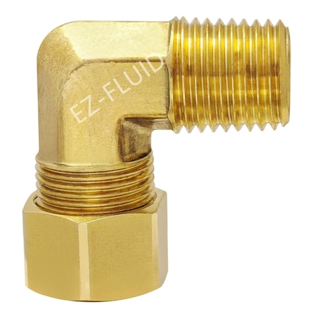 Ez-Fluid 3/8 x 1/4 Brass Compression x Male Elbow EZFD341