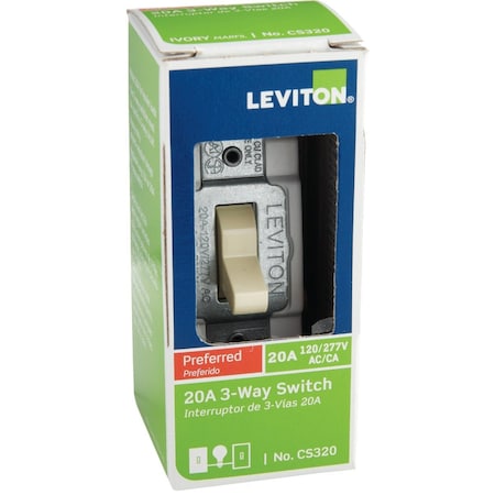 Leviton Toggle Ivory 20A Grounding Quiet 3-Way Switch S07-CS320-2IS