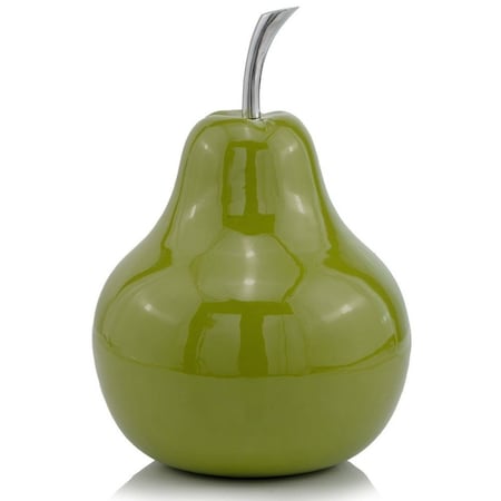 Homeroots 16" Green Aluminum Decorative Pear Tabletop Sculpture 354657