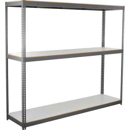 Global Industrial 3 Shelf Heavy Duty Channel Boltless Shelving Starter 96"Wx24"Dx96"H, Laminate Deck 504654GY