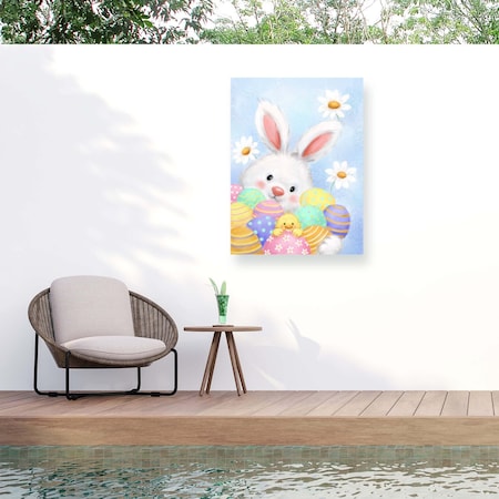 Trademark Fine Art Outdoor Canvas Art Jean Francois 'Easter Bunny' Wall Art for Patios, or Gardens GRL01663-OC1419WR