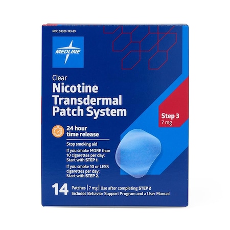 Medline Nicotine Patch, Step 3 (7 mg), 14 Patches/Box OTCM019389Z