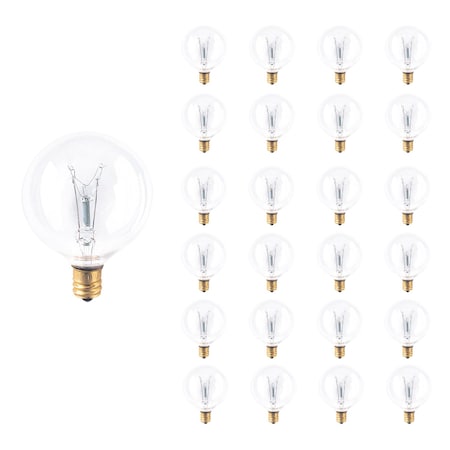 Bulbrite 15w G16.5 String Bulb Replacement Dimmable (E12) Candelabra Screw Base Incandescent Bulb, 2700K, 25PK 861613
