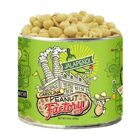 1 In 6 Snacks Carolina Peanut Factory Jalapeno Peanuts 10 oz Can 10958