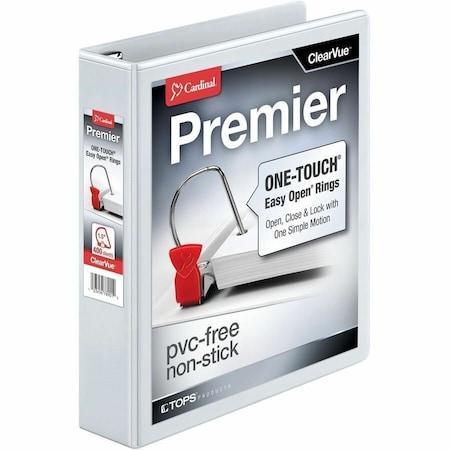 Cardinal EasyOpen Clearvue Slant DRing Binders, White CRD10310