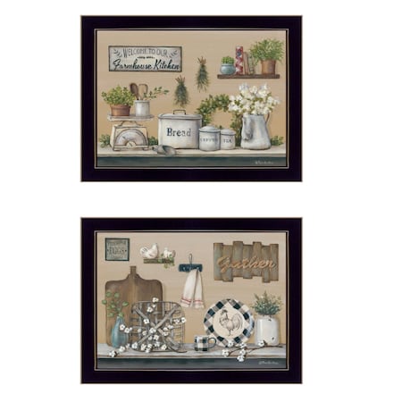 Homeroots Set Of Two Farmhouse Kitchen 3 Black Framed Print Kitchen Wall Art, 2PK 407151