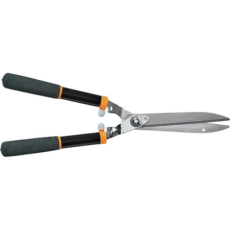 Fiskars Hedge Shear, Serrated Blade, 10 in L Blade, Carbon Steel Blade, Steel Handle, Non-Slip Grip Handle 391814-1011