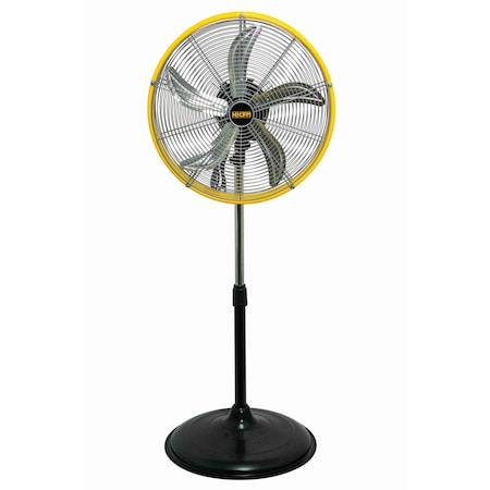 Edendirect 20 in. 3 Speeds High Velocity Pedestal Oscillating Fan in Yellow with Powerful 1/5 HP Motor IR-FANPD20W