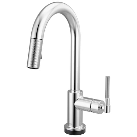 Brizo Litze Smarttouch Pull-Down Prep Faucet with Arc Spout, Knurled Handle Chrome 64943LF-PC