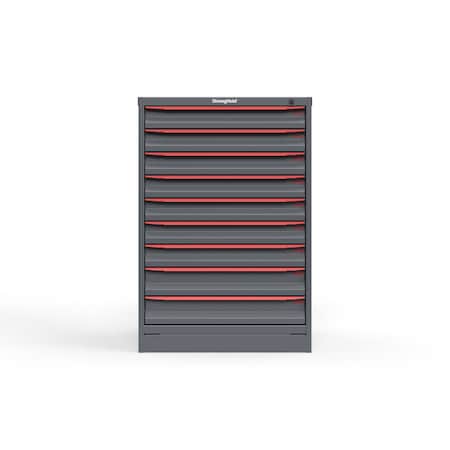 Strong Hold 9 drawer cabinet - (7x 3ft, 2x 4ft) - Red accents - Keyed Alike S3044-PPAAS-0903DS