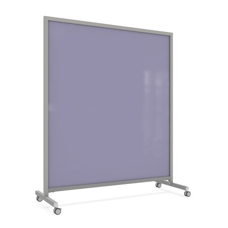 Ghent EZ Mobile Glassboard, Aluminum Frame, Non-Magnetic, 75"H x 62"W, Grape EZ1NA7562GP