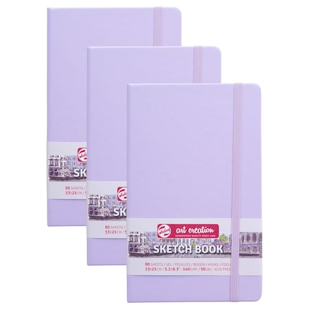 Talens Art Creation Sketchbook, 80 Sheets, 90lbs, Pastel Violet Cover, 5.1'' x 8.3'', 3PK 9314132M