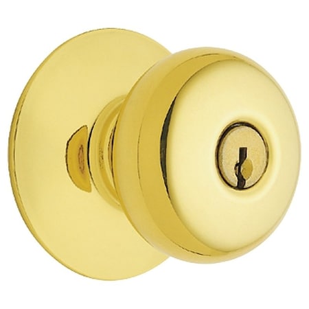 Schlage Plymouth Series Keyed Entry Knob, BrassZinc, Ultima Brass F51A PLY505KA4ULT