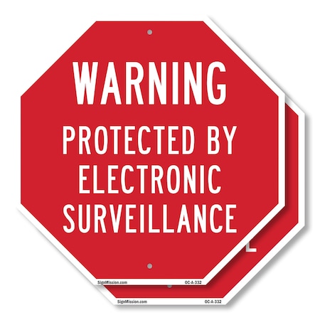 Signmission Warning Protected by Electronic Sur, 10 inch X 10 inch, Aluminum Metal Signs, 2PK OC-A-2PACK-10-332
