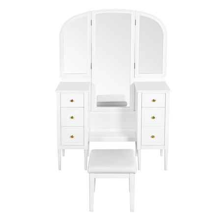 Homeroots 47" White Wood Six Drawer Dresser 714259