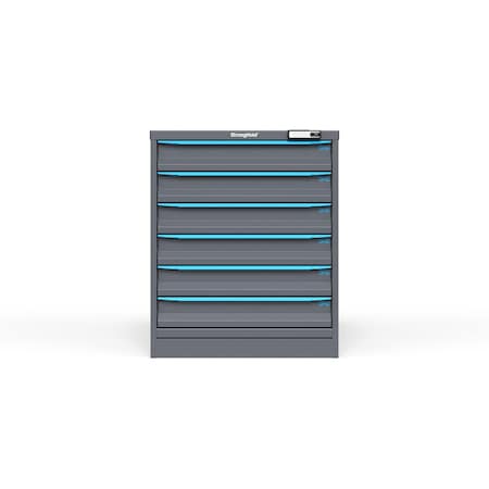 Strong Hold 6 drawer cabinet - (6x 4ft) - Blue accents - Electronic Lock S3036-PPRAS-0601FS