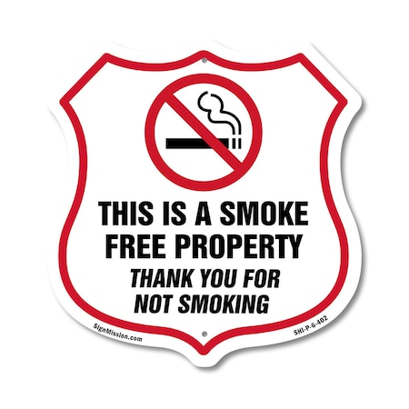 Signmission No Smoking Shield Sign This Is A Smoke F, 6 Inch X 6 Inch, Plastic Sign SHI-P-6-402