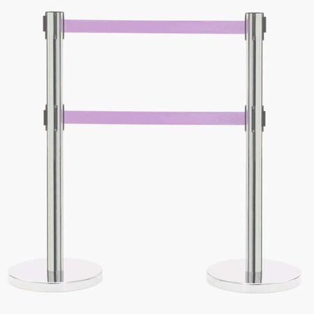 Aarco Form-A-Line System, Dual Retractable Belt Style, Overall Height is 40'', 7' Purple Belts HS-27PU
