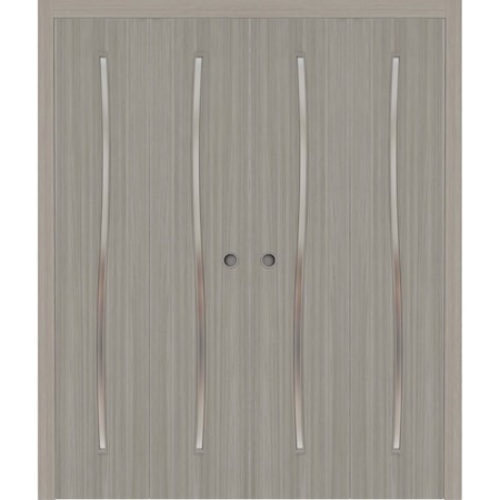 Sartodoors Sliding Closet Double Bi-fold Doors 72 x 84 inches, BASIC 3002 Oak Franko, Sturdy Tracks Moldings BASIC3002DBF-DUFR-72x84 (4* 18x84)
