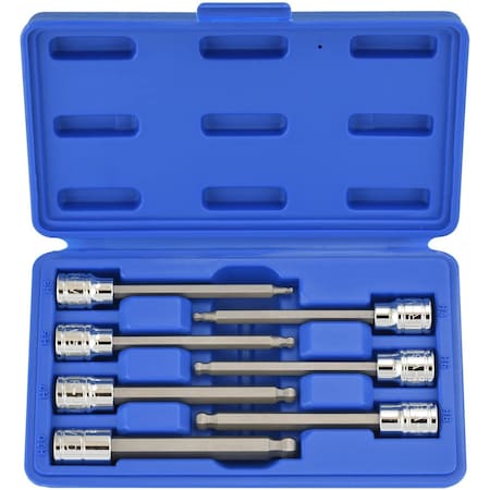 Neiko 0.375 in Dr. Extra-Long Ball-End Hex-Bit Socket Set, Metric Sockets 10243A