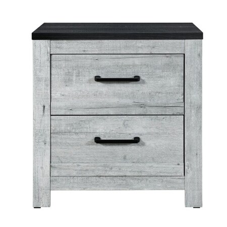 Homeroots 24" Gray And Black Two Drawer Wood Nightstand 564655