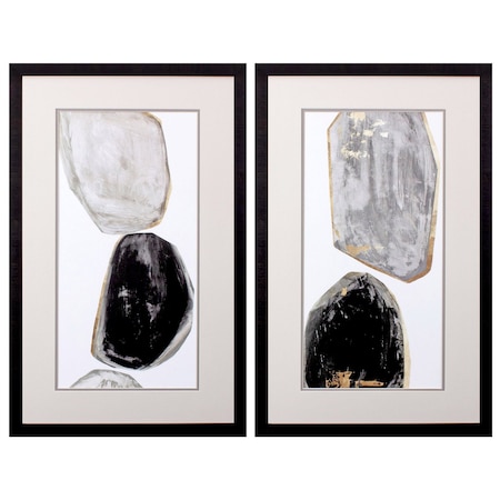 Homeroots Set Of Two Stones Brown Framed Print Wall Art, 2PK 484260