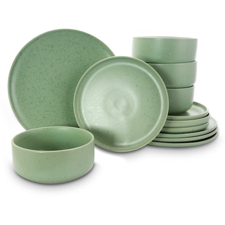 Gibson Home Stone Lava 12 Piece Dinnerware Set in Matte Mint, Service for 4 120945.12