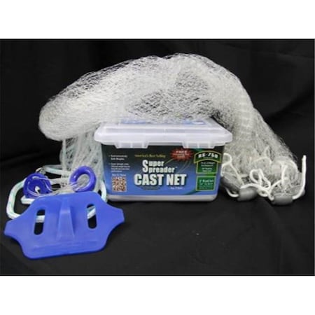 Fitec RS750 White Nylon Super Spreader Cast Net 3.5'x3/8 inmesh 3/4 lb wt 10035