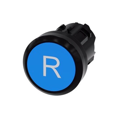 Siemens Pushbutton, 22 mm, round, plastic, blue, inscription: R 3SU1000-0AB50-0AR0-ZY19