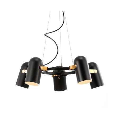 Jonathan Y Eugenio 24.5 in. Adjustable Metal LED Chandelier, Black/Brass Gold JYL6119A