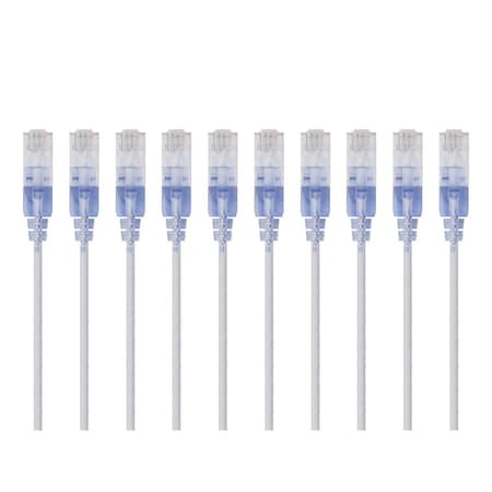 Monoprice Slim Cat6A Patch Cable, PK10, 14 ft.White 15172