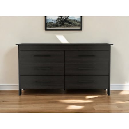 Homeroots 59" Black Six Drawer Double Dresser 544018