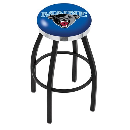 Holland Bar Stool Co 30" Blk Wrinkle Maine Swivel Bar Stool, Chrome Ring L8B2C30MaineU