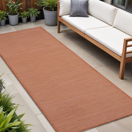 Homeroots 8' Rust Indoor Outdoor Runner Rug 522583