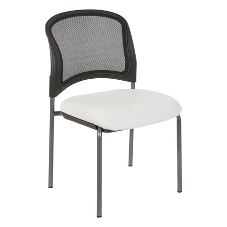 Office Star ProGrid Titanium & Black Visitors Chair, Straight Legs, Dillon White 86724R-R101