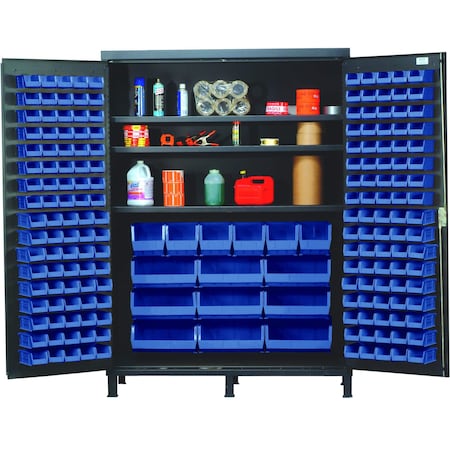 Quantum Storage Systems JUMBO STORAGE CABINET W/185 BLUE BINS QSC-60SBL
